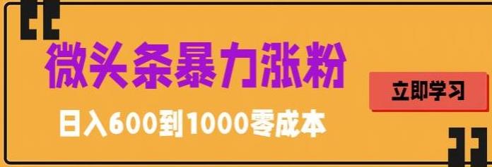 微头条暴力涨粉技巧搬运文案就能涨几万粉丝，简单0成本，日赚600-寒山客