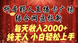 每天收入2000+，抖音野人直播卡广场，结合网盘拉新，纯无人，小白轻松上手-寒山客