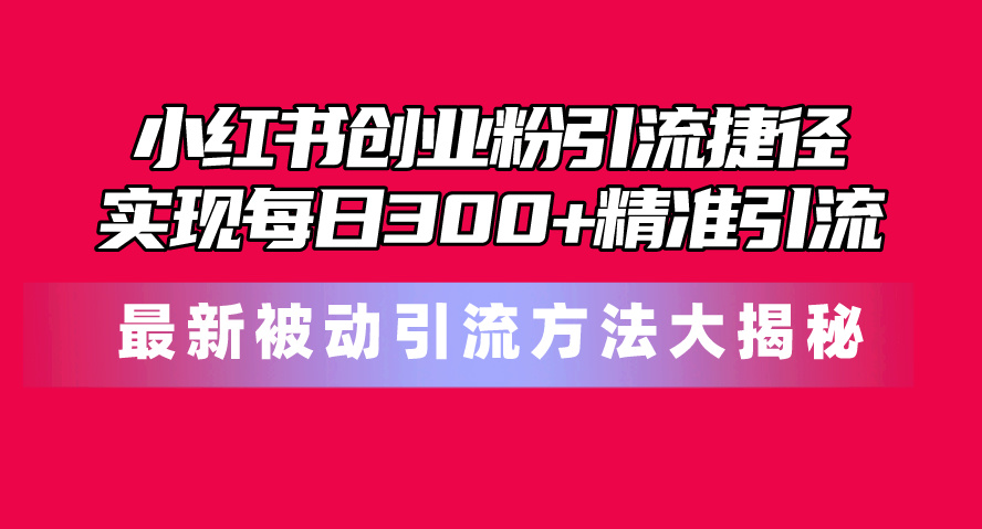 （10692期）小红书创业粉引流捷径！最新被动引流方法大揭秘，实现每日300+精准引流-寒山客