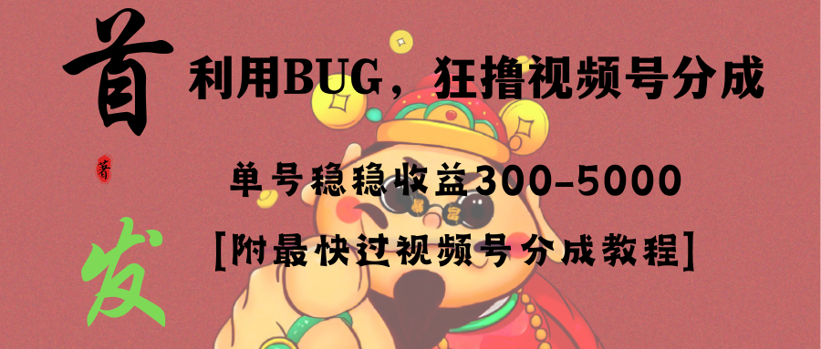 全网独家首发，视频号BUG，超短期项目，单号每日净收益300-5000！-寒山客