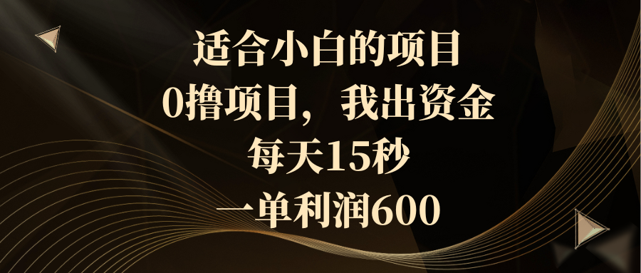 适合小白的项目，0撸项目，我出资金，每天15秒，一单利润600-寒山客