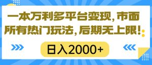 (10311期)一本万利多平台变现,市面所有热门玩法,日入2000+,后期无上限!-寒山客