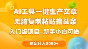（9967期）利用AI工具无脑复制粘贴撸头条收益 每天2小时 稳定月入5000+互联网入门…-寒山客