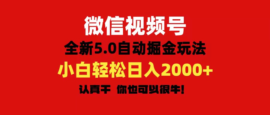 微信视频号变现，5.0全新自动掘金玩法，日入利润2000+有手就行-寒山客