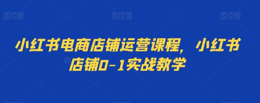 小红书电商店铺运营课程，小红书店铺0-1实战教学-寒衣客