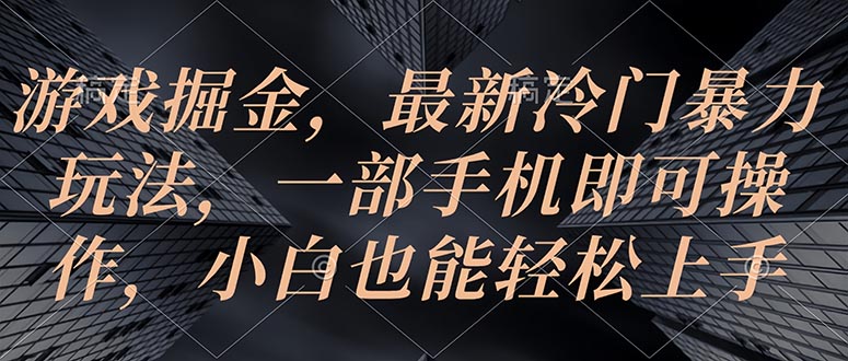 （10689期）游戏掘金，最新冷门暴力玩法，一部手机即可操作，小白也能轻松上手-寒衣客