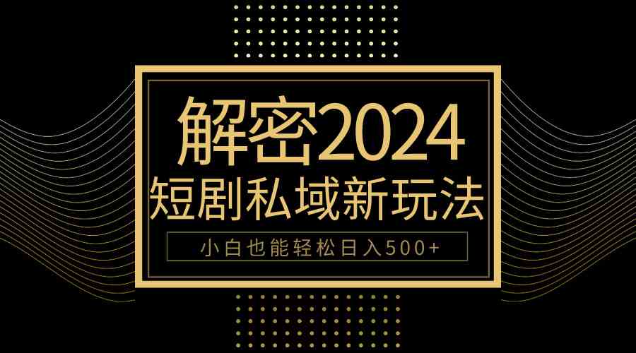 （9951期）10分钟教会你2024玩转短剧私域变现，小白也能轻松日入500+-寒山客