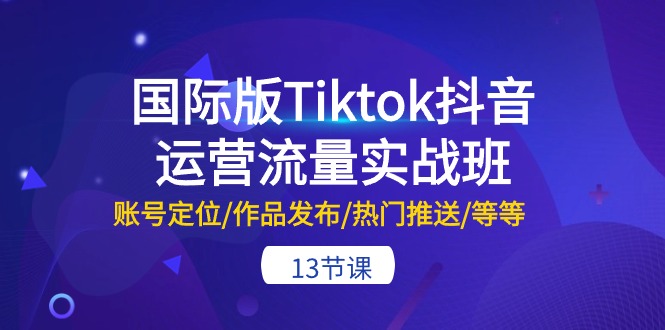 （10712期）国际版Tiktok抖音运营流量实战班：账号定位/作品发布/热门推送/等等-13节-寒衣客