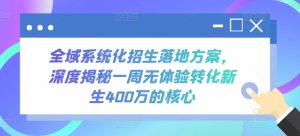 全域系统化招生落地方案,深度揭秘一周无体验转化新生400万的核心-寒山客