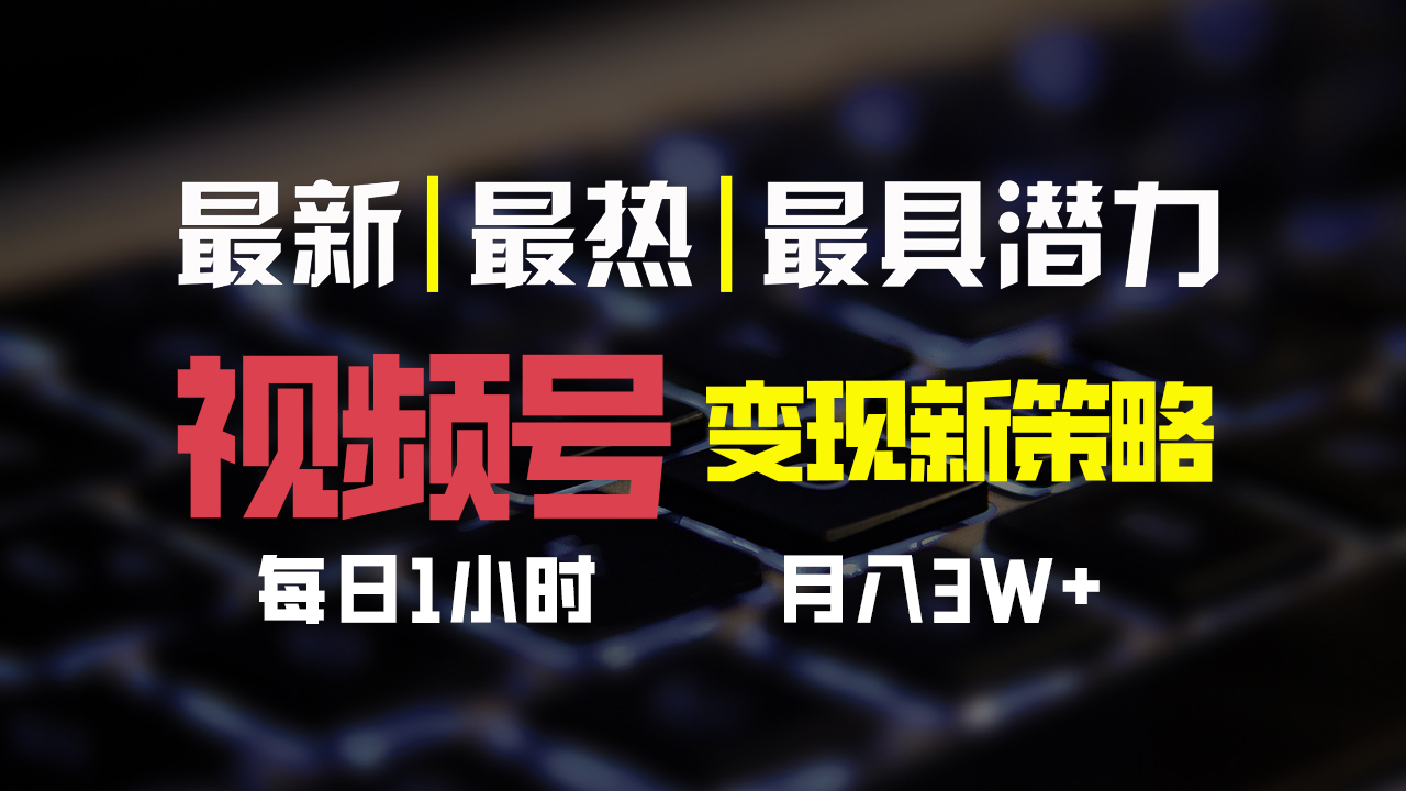 视频号变现新策略，每日一小时月入30000+-寒衣客