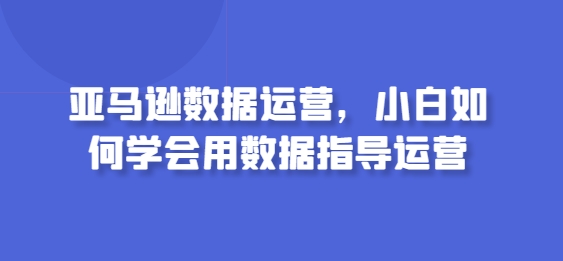 亚马逊数据运营，小白如何学会用数据指导运营-寒衣客