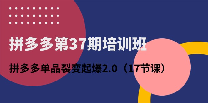 （10835期）拼多多第37期培训班：拼多多单品裂变起爆2.0（17节课）-寒衣客