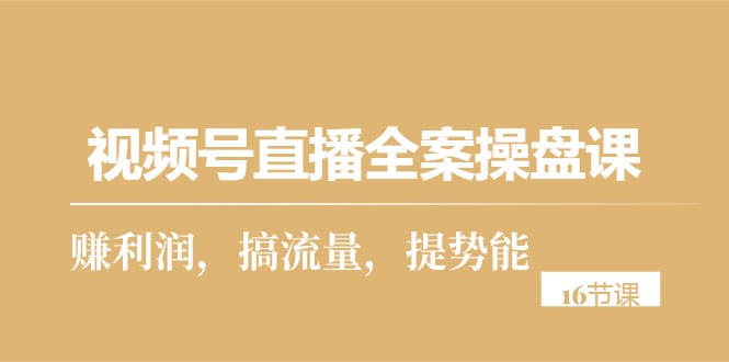 （10207期）视频号直播全案操盘课，赚利润，搞流量，提势能（16节课）-寒衣客