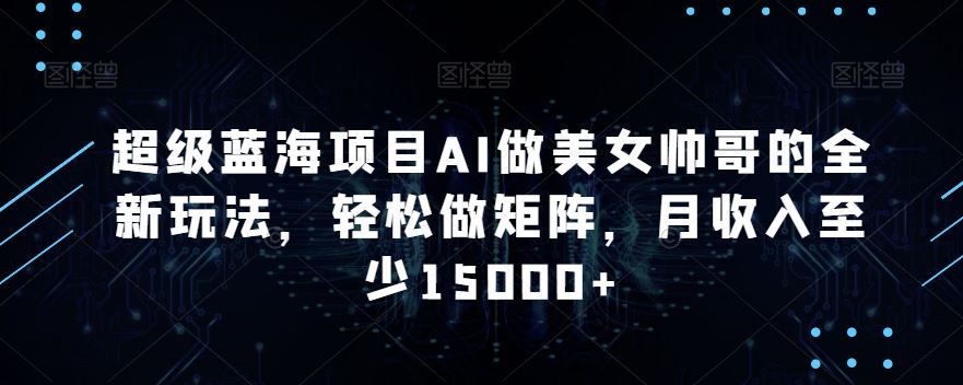 蓝海项目AI做美女帅哥的全新玩法，轻松做矩阵，月收入至少15000+-寒衣客