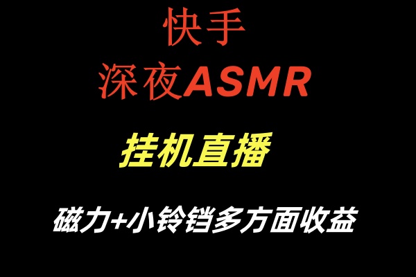 快手深夜ASMR挂机直播磁力+小铃铛多方面收益-寒衣客