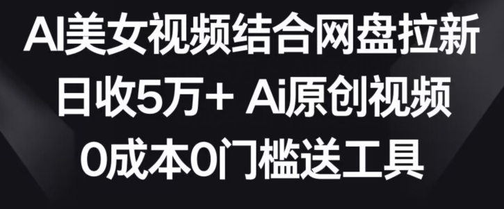 AI美女视频结合网盘拉新，日收5万+两分钟一条Ai原创视频，0成本0门槛送工具-寒山客