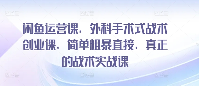 闲鱼运营课，外科手术式战术创业课，简单粗暴直接，真正的战术实战课-寒衣客