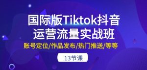 国际版Tiktok抖音运营流量实战班:账号定位/作品发布/热门推送/等等-13节-寒山客