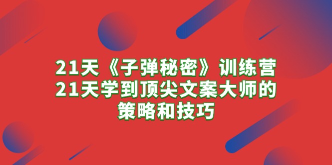 （10209期）21天《子弹秘密》训练营，21天学到顶尖文案大师的策略和技巧-寒衣客