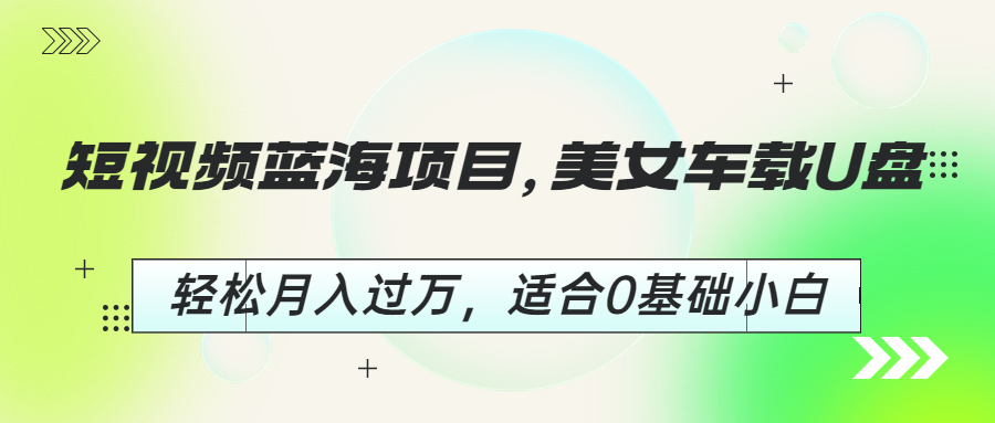 短视频蓝海项目，美女车载U盘，轻松月入过万，适合0基础小白-寒衣客