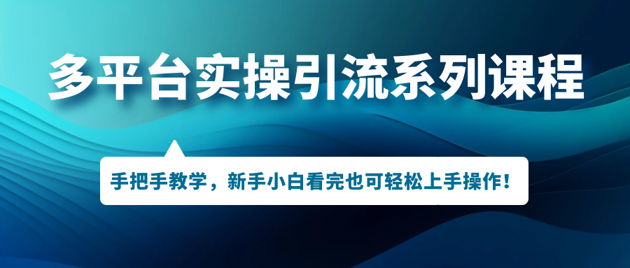 多平台实操引流系列课程，手把手教学，新手小白看完也可轻松上手引流操作！-寒山客