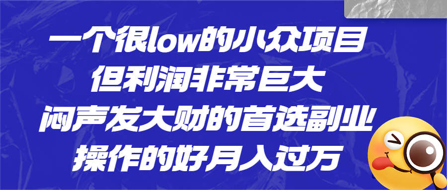 一个很low的小众项目，但利润非常巨大，闷声发大财的首选副业，月入过万-寒衣客