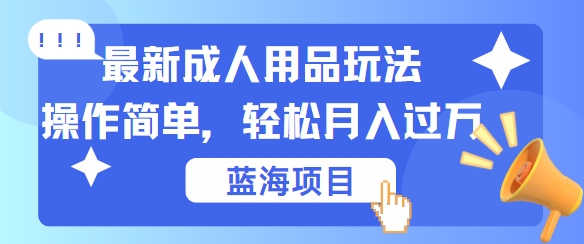 最新成人用品项目玩法，操作简单，动动手，轻松日入几张【揭秘】-寒衣客