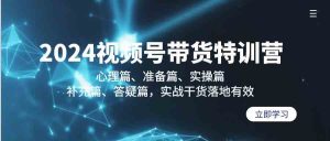 (9234期)2024视频号带货特训营:心理篇、准备篇、实操篇、补充篇、答疑篇,实战…-寒山客