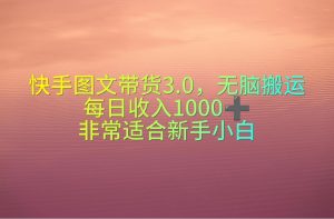 （10252期）快手图文带货3.0，无脑搬运，每日收入1000＋，非常适合新手小白-寒山客