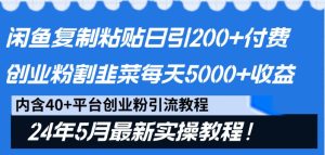 闲鱼复制粘贴日引200+付费创业粉,24年5月最新方法!割韭菜日稳定5000+收益-寒山客