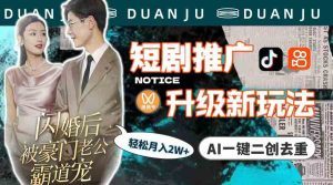 （9620期）短剧推广升级新玩法，AI一键二创去重，轻松月入2w+（教程+素材）-寒山客