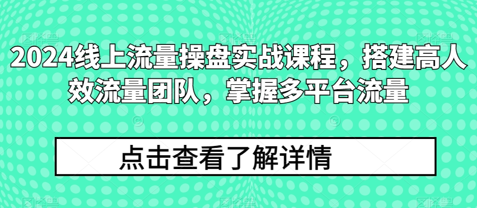 2024线上流量操盘实战课程，搭建高人效流量团队，掌握多平台流量-寒衣客