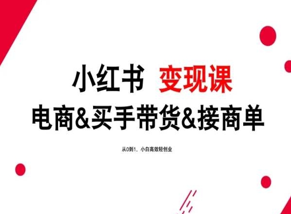 2024年最新小红书变现课，电商&买手带货&接商单，从0到1，小白高效轻创业-寒衣客