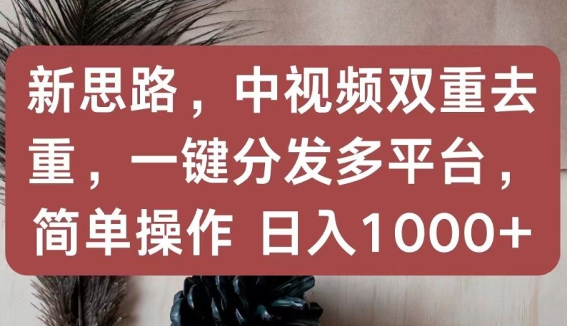 新思路，中视频双重去重，一键分发多平台，简单操作，日入1000+-寒山客