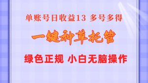 （10776期）一键种草托管 单账号日收益13元  10个账号一天130  绿色稳定 可无限推广-寒山客