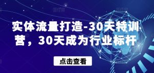 实体流量打造-30天特训营，30天成为行业标杆-寒山客