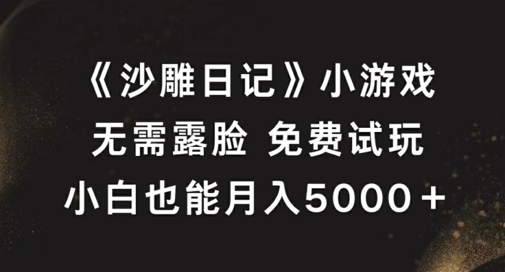 《沙雕日记》小游戏，无需露脸免费试玩，小白也能月入5000+【揭秘】-寒山客