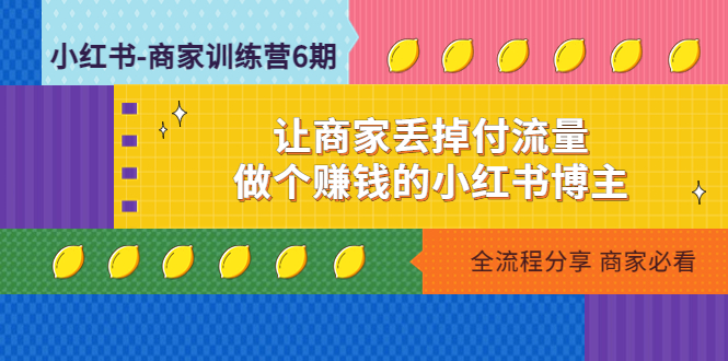 小红书-商家训练营12期：让商家丢掉付流量，做个赚钱的小红书博主-寒衣客