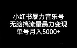 小红书暴力音乐号，无脑搞流量暴力变现，单号月入5000+-寒山客