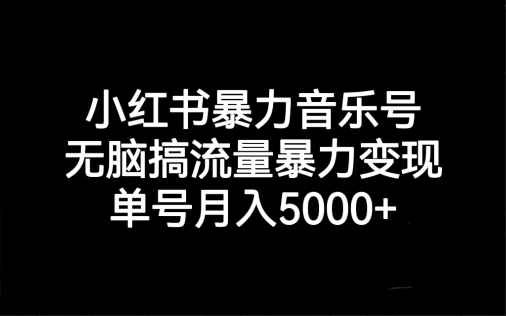 小红书暴力音乐号，无脑搞流量暴力变现，单号月入5000+-寒衣客