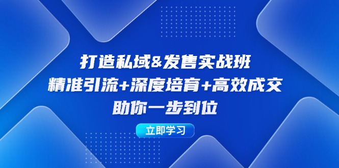 打造私域&发售实操班：精准引流+深度培育+高效成交，助你一步到位-寒衣客