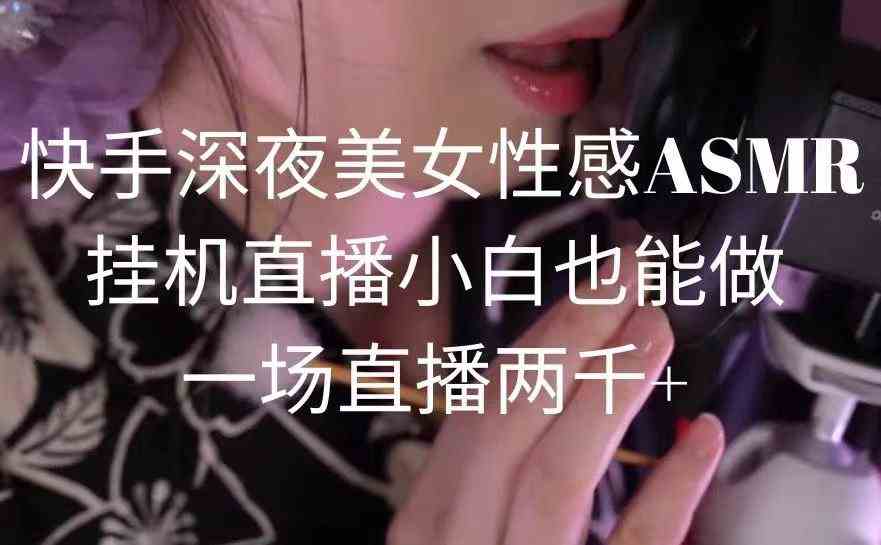 （9243期）快手深夜美女性感ASMR挂机直播，小白也能做，一场直播两千+-寒衣客