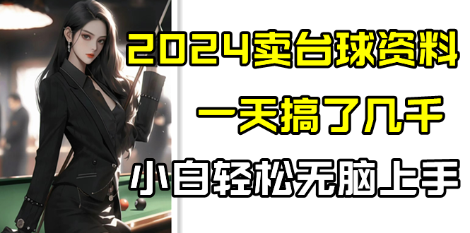 2024卖台球资料，一天搞了几千，小白轻松无脑上手-寒衣客