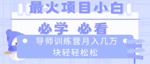 导师训练营互联网最牛逼的项目没有之一，新手小白必学，月入2万+轻轻松松-寒山客