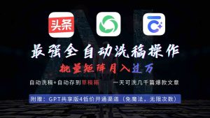 （9318期）最强全自动一键洗稿存稿操作，批量出爆文，头条，公众号都能用，月入过w…-寒山客