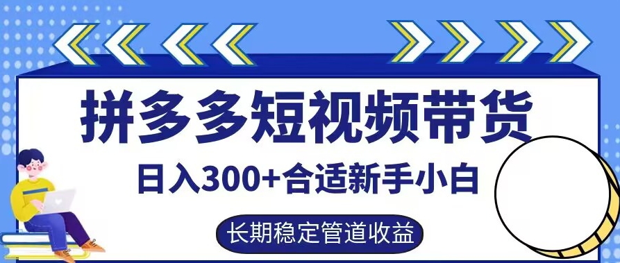 拼多多短视频带货日入300+有长期稳定被动收益，合适新手小白【揭秘】-寒衣客