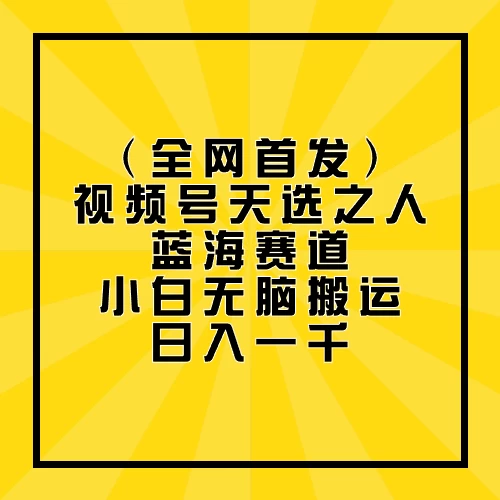 全网首发，视频号天选之人蓝海赛道，小白无脑搬运日入一千-寒衣客