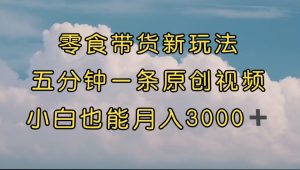 零食带货新玩法，5分钟一条原创视频，新手小白也能轻松月入3000+ （教程）-寒山客