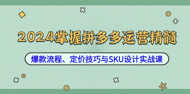 2024掌握拼多多运营精髓：爆款流程、定价技巧与SKU设计实战课-寒衣客