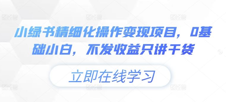 小绿书精细化操作变现项目，0基础小白，不发收益只讲干货-寒衣客